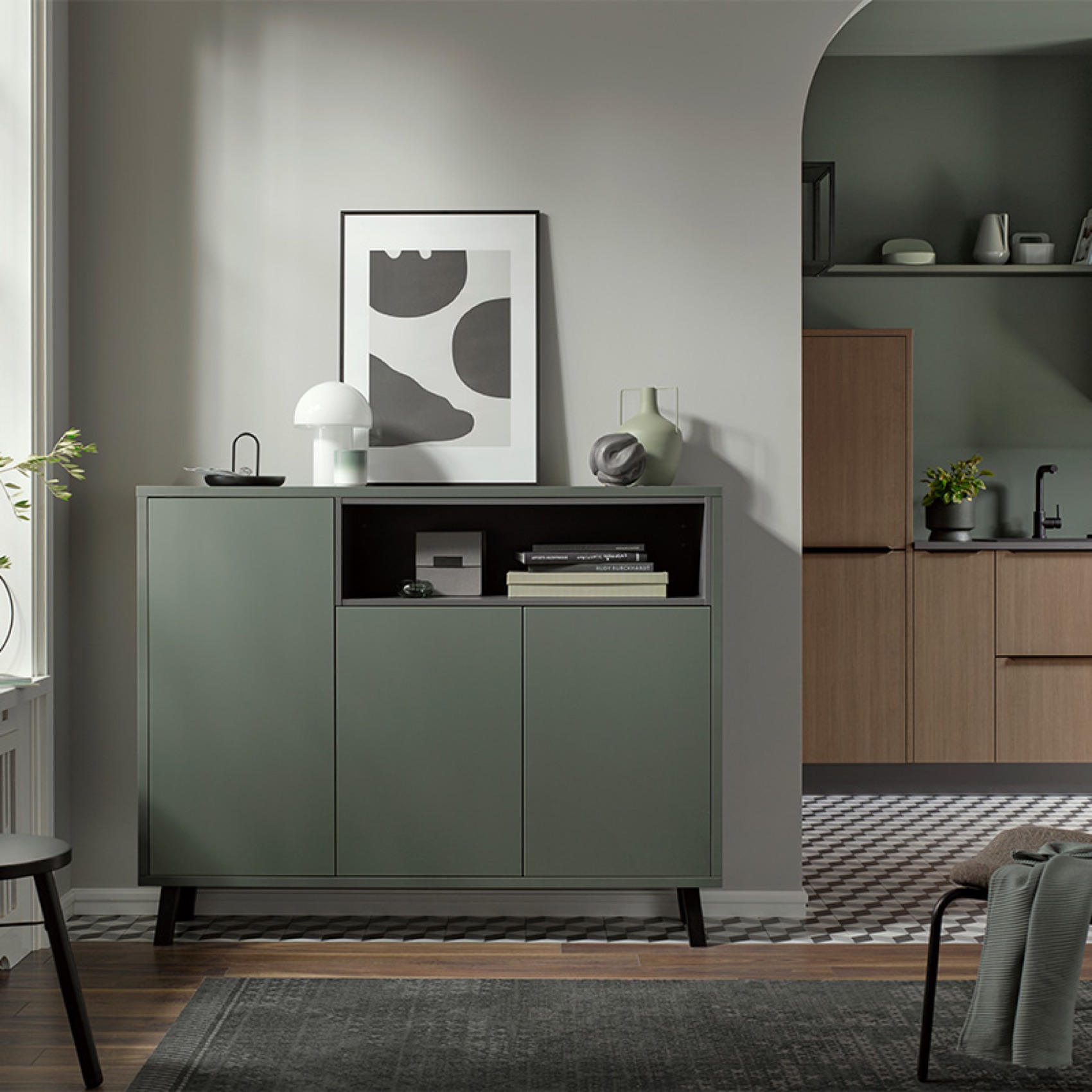 Wohnwand und Sideboard, harmonisch auf das gesamte Wohnkonzept abgestimmt